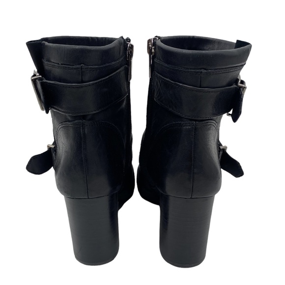💕SALE💕 Vince Camino Black Leather Simlee Block Heel Ankle Boots - Picture 4 of 7